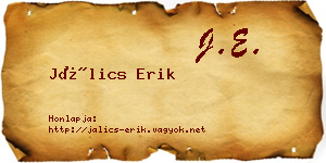 Jálics Erik névjegykártya